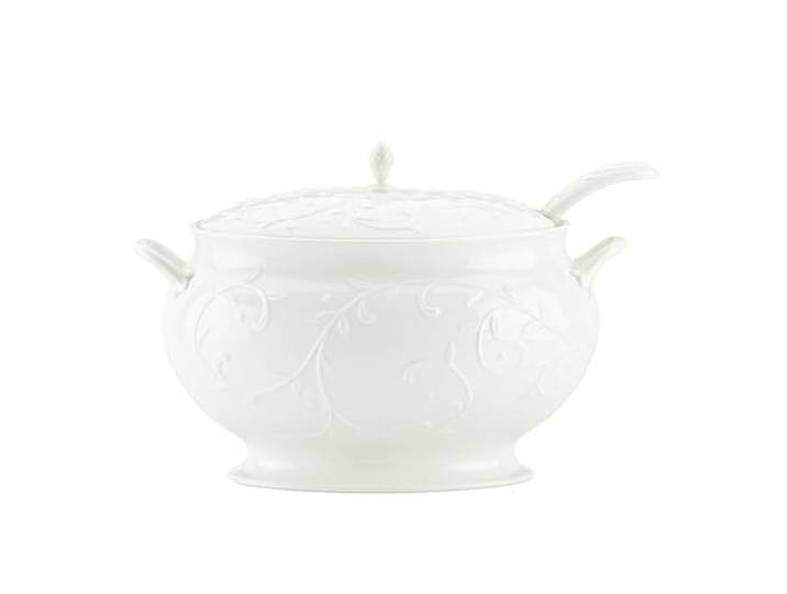Lenox Opal Innocence Suppenterrine mit Schöpfkelle, geschnitzt, 26 cm, Weiß