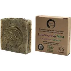 Feste Bio-Seife 100g - Handgemacht, Palmölfrei, Vegan - Lavendel & Minze Duft - 72% kaltgepresste Bio-Öle - Natürliche Hautpflege & Duschroutine
