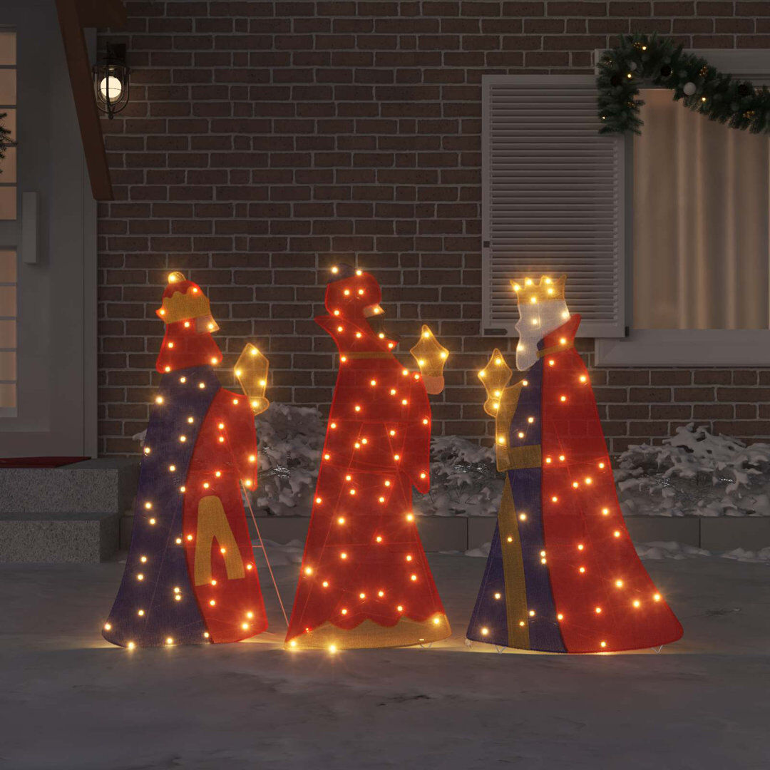 Rosalind Wheeler 3 Wise Men Christmas Lighting 3 Pcs Warm White Fabric Nativity Scene 100cm H X 42cm D