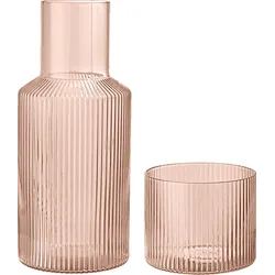 Ripple Karaffe rosa mit Trinkglas 2 El.