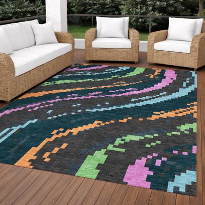 Addison Rugs Machine Washable Indoor/ Outdoor Wave Pixels Chantille Rug
