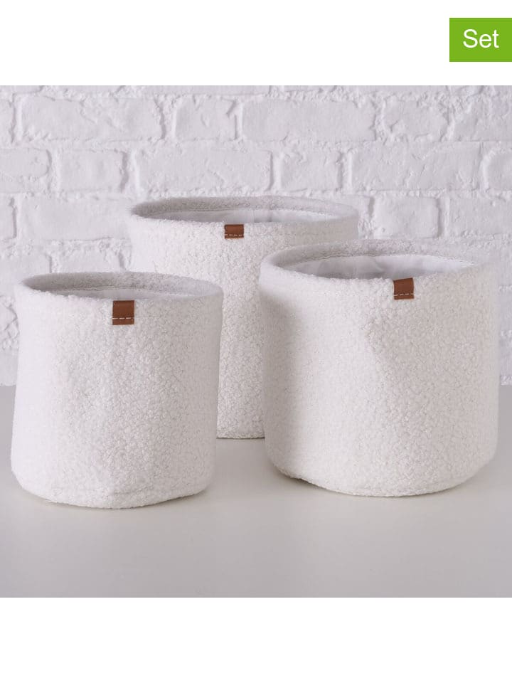 Boltze 3er-Set: Körbe "Teddston" in Weiß - onesize