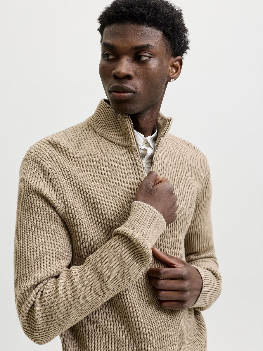 JACK & JONES Pull col montant, demi-zippé