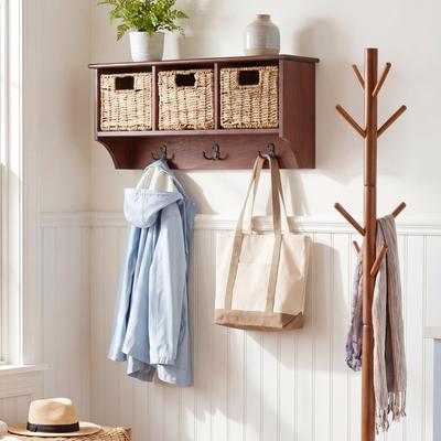 "SAFAVIEH Finley 11.75-Inch Hanging Wood Wall Rack, Cherry - 28"" x 7.8"" x 12"""