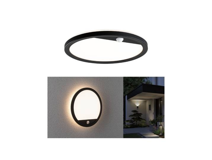 Lamina LED-Außenwandlampe, schwarz, Sensor, IP44 - Paulmann - Modern - Kunststoff - Rund
