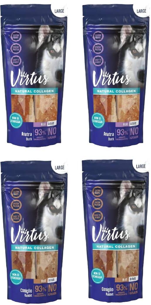 Set Prova Multigusto 4x85G Virtus Large Dog Natural Collagen Roll MIX MULTIGUSTO