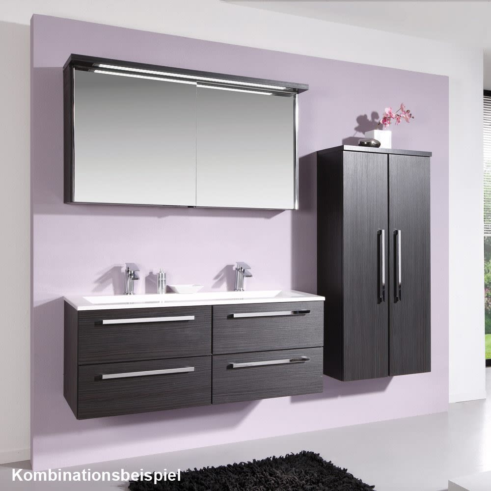 Puris Star Line Glas Möbel-Doppelwaschtisch 120 cm, Badkeramik, WGS922D82, optiwhite