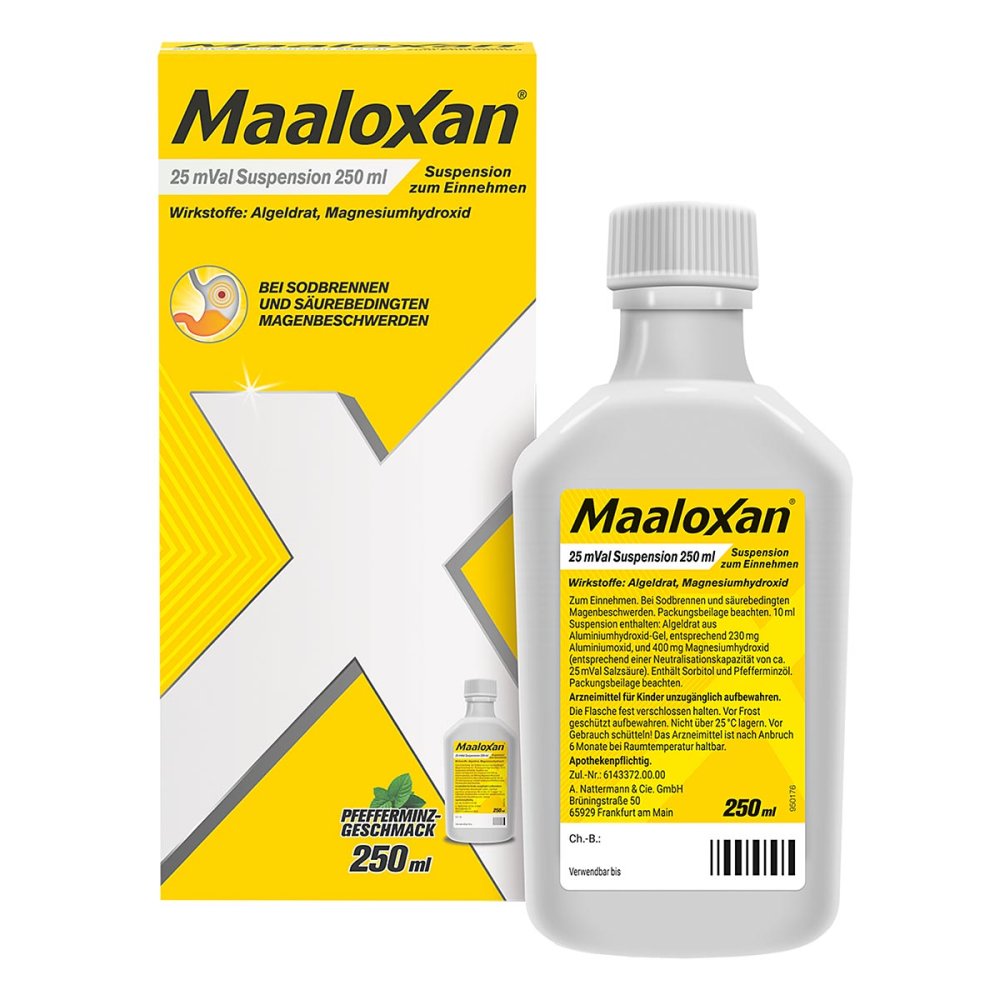 A. Nattermann & Cie GmbH MAALOXAN Suspension bei Sodbrennen mit Magenschmerzen 01427479