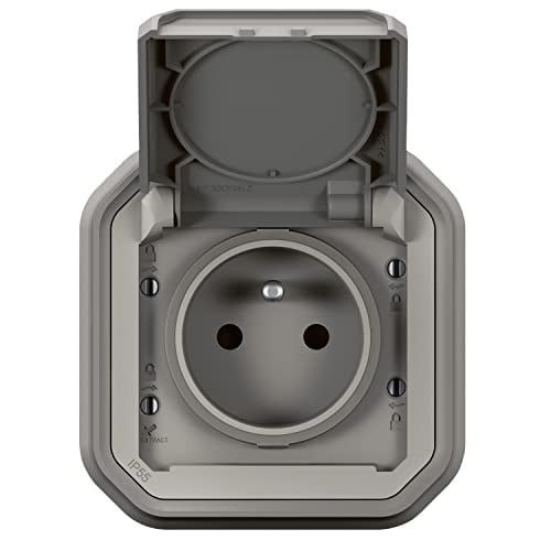 Legrand Plexo standaard stopcontact, inbouwgrijs, IP55 waterdicht en schokbestendig IK08