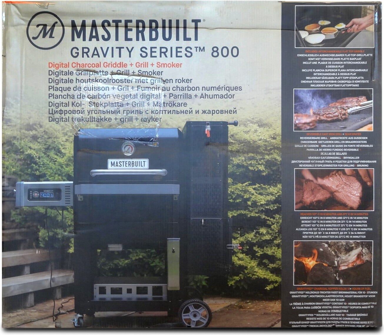 Masterbuilt Gravity Series 800 Digital Houtskoolgrill en smoker met ingebouwde grillplaat en WiFi-functionaliteit