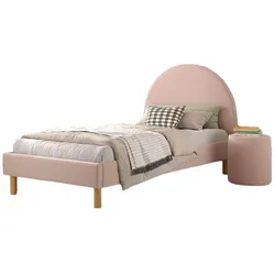 POLSTERBETT mit Hocker Karlotta 97x107x212 aus Holzwerkstoff in Rosa