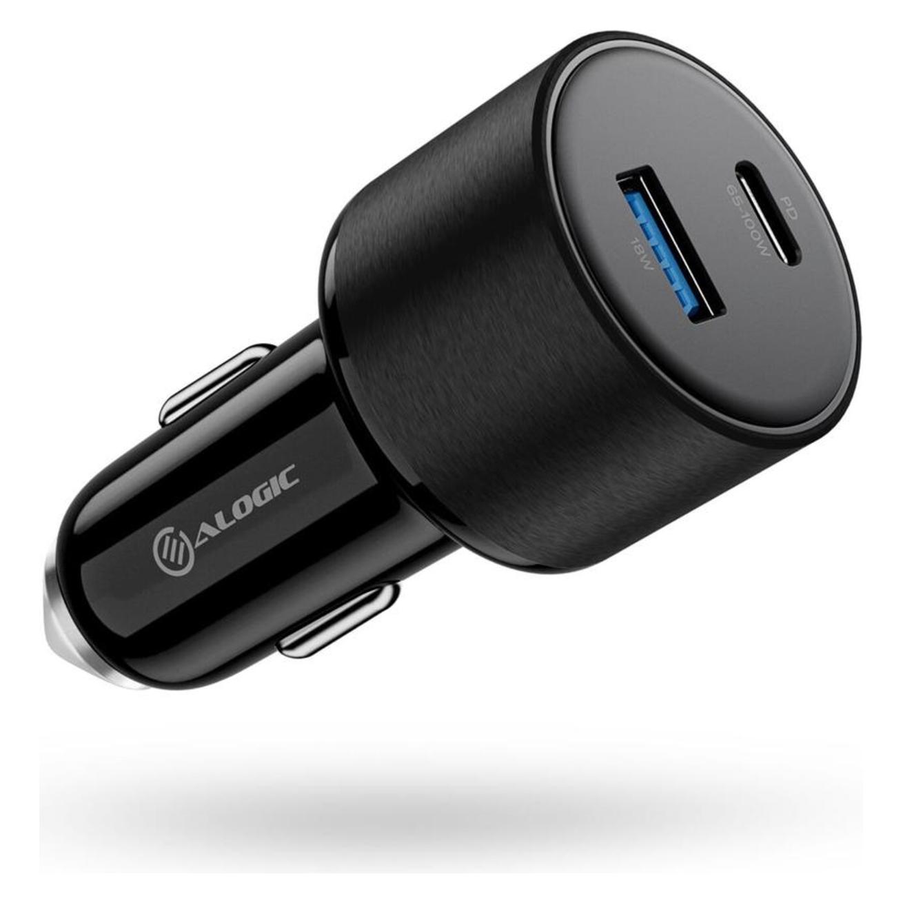 Alogic Lagegerät Auto 100W USB-C+USB-A +USB-C zu USB-A Kabel (CRCA100C1)