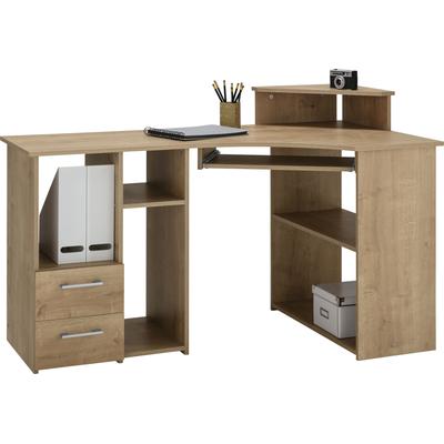 Schreibtisch VOGL MÖBELFABRIK "Sam", braun (wildeichefarben), B:137cm H:87cm T:73cm, Tische, Schreibtisch, Eckschreibtisch, Tastaturauszug, Monitoraufsatz & opt. Towerfach
