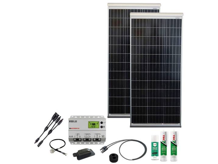 Solaranlage PHAESUN Caravan Kit, Base Camp Aero MPPT WRM20 240 W , silber, Solarmodule, Solaranlage