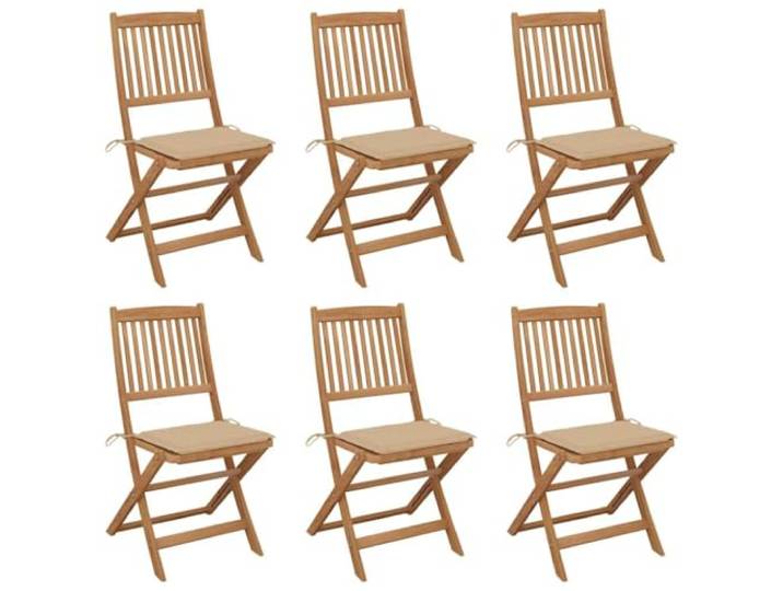 Coespram Klappbare Gartenstühle 6er Set mit Kissen Akazienholz Massiv Bequeme Holzstühle für Balkon und Terrasse: Platzsparend klappbar inklusive weicher Sitzpolster mit Bindebändern.