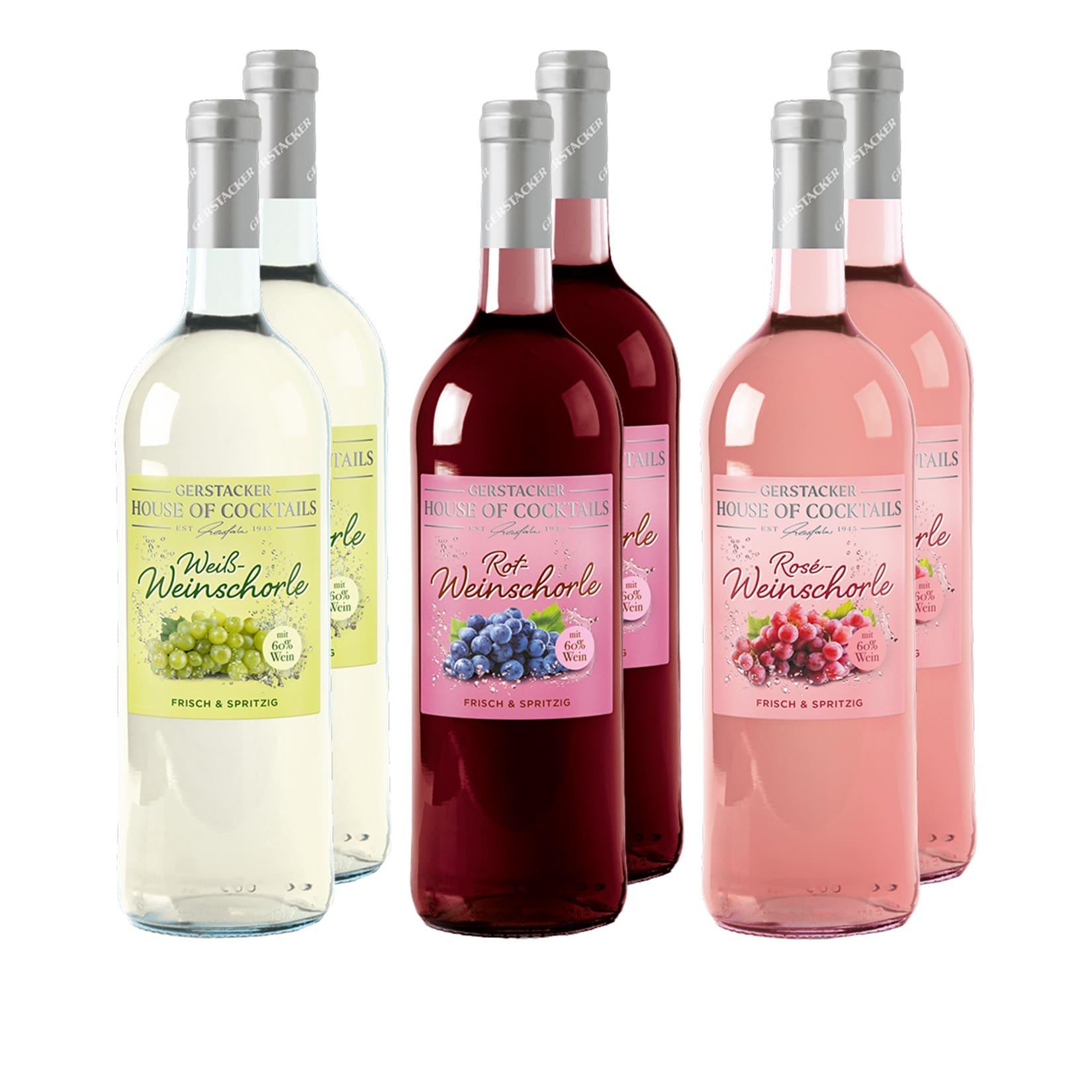 Gerstacker Weinschorle 6,0 % vol, verschiedene Sorten, 6 x 1 Liter