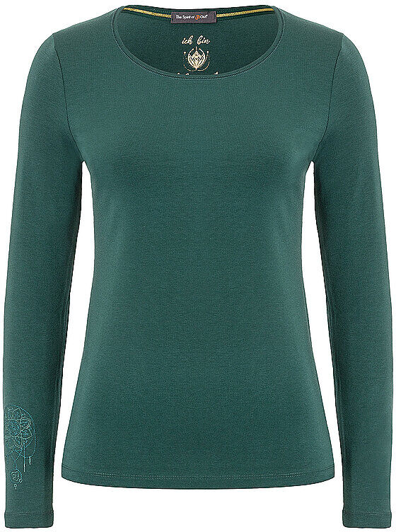 SPIRIT OF OM Damen Yogashirt Chakra-Flower Bambus dunkelgrün   M W
