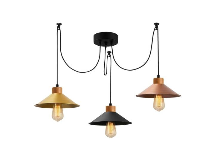 Suspension araignée 3 lampes noir/doré