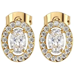 Jacques Lemans S-O246B Damen-Ohrringe Edelstahl vergoldet mit Zirkonia