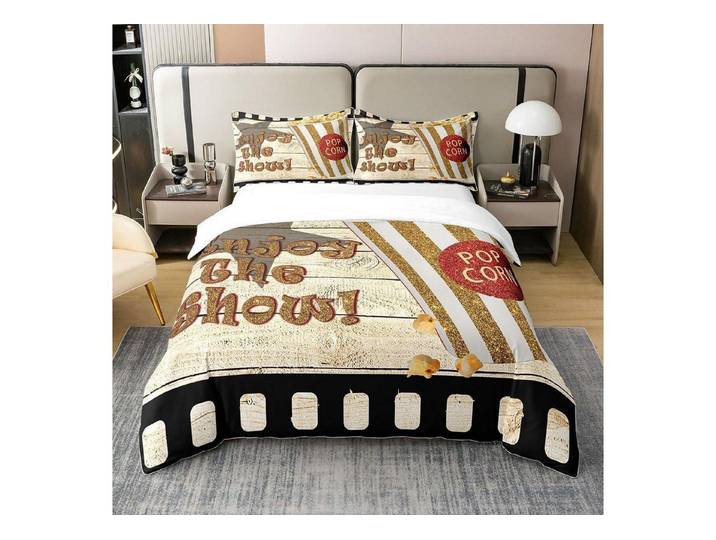 LuxusKollektion Kinderbettwäsche Bettwäsche Set Kino Popcorn 220x240cm 3tlg Mehrfarbig