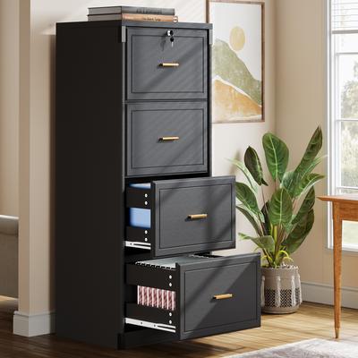YUZHOU Vertical File Cabinet with 4 Drawers, Lockable Filling Cabinet with Key for Home Office
