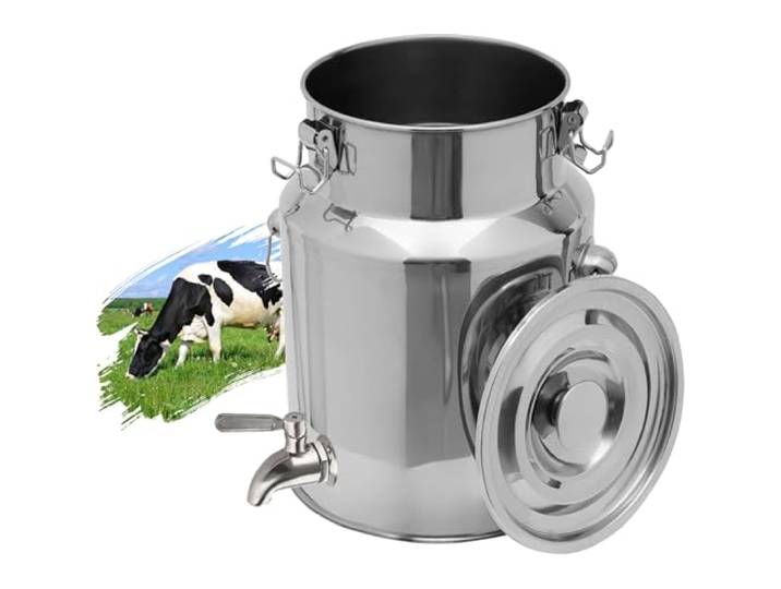 Adima 5L/9L/14L/18L Milcheimer Aus Edelstahl Milchkanne mit Hahn, Edelstahl-Milchkanne mit Deckel Transportkanne mit Spannverschluss und Gummidichtung,18L
