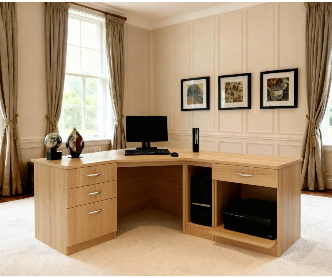 Zipcode Design Brie Modular L-Shaped Computer Desk Classic Oak 72cm H X 184cm W X 141.9cm D