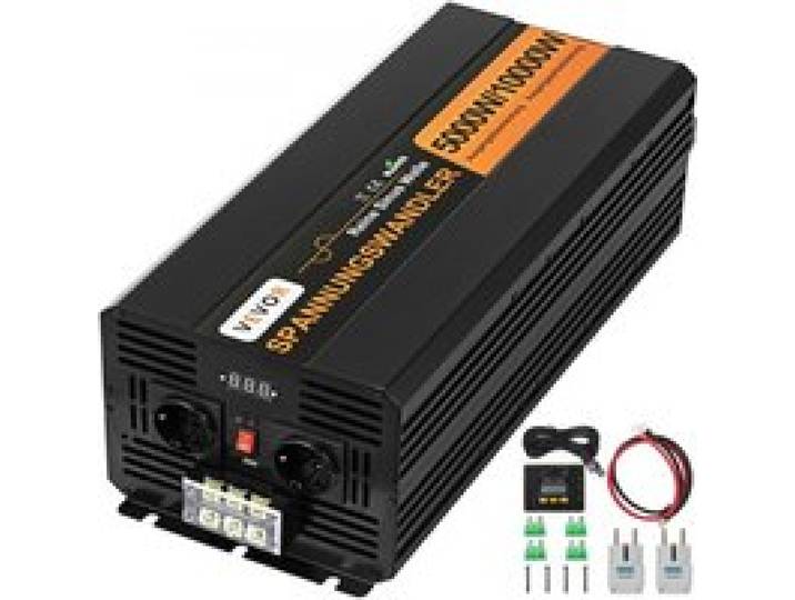 VEVOR Onduleur à onde sinusoïdale pure, 5000 W 10000 W, convertisseur de tension DC 24 V à 230 V AC écran LCD USB ventilateur de refroidissement à grande vitesse en aluminium avec télécommande filaire