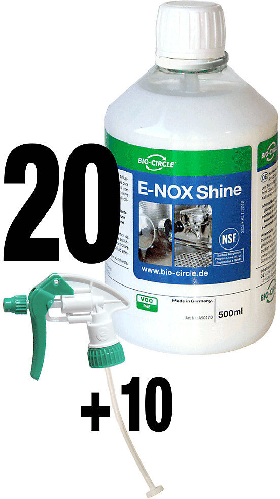 Edelstahlreiniger E-NOX Shine, VE 20 Stk + 10 Sprayer, wasserbasiert Bio-Circle