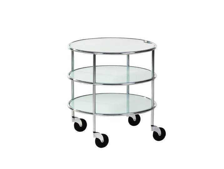 Lammhults Table roulante Chicago I Verre dépoli-chrome