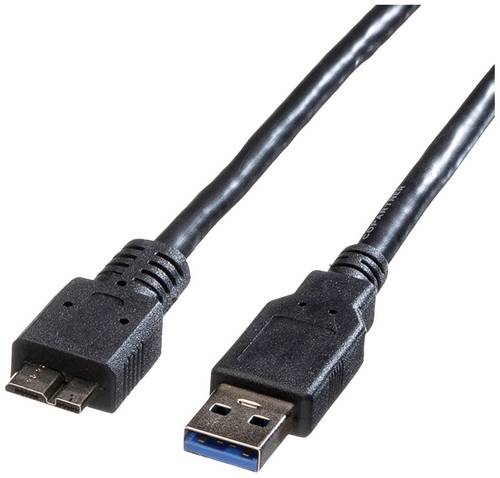 Roline USB-Kabel USB 3.2 Gen1 USB-A Stecker, USB-Micro-B 3.0 Stecker 3.00m Schwarz Geschirmt 11.02.8877