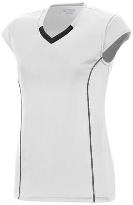 Augusta Sportswear 1219 Athletic Girls Blash Jersey T-Shirt in White/Black size Large   Polyester