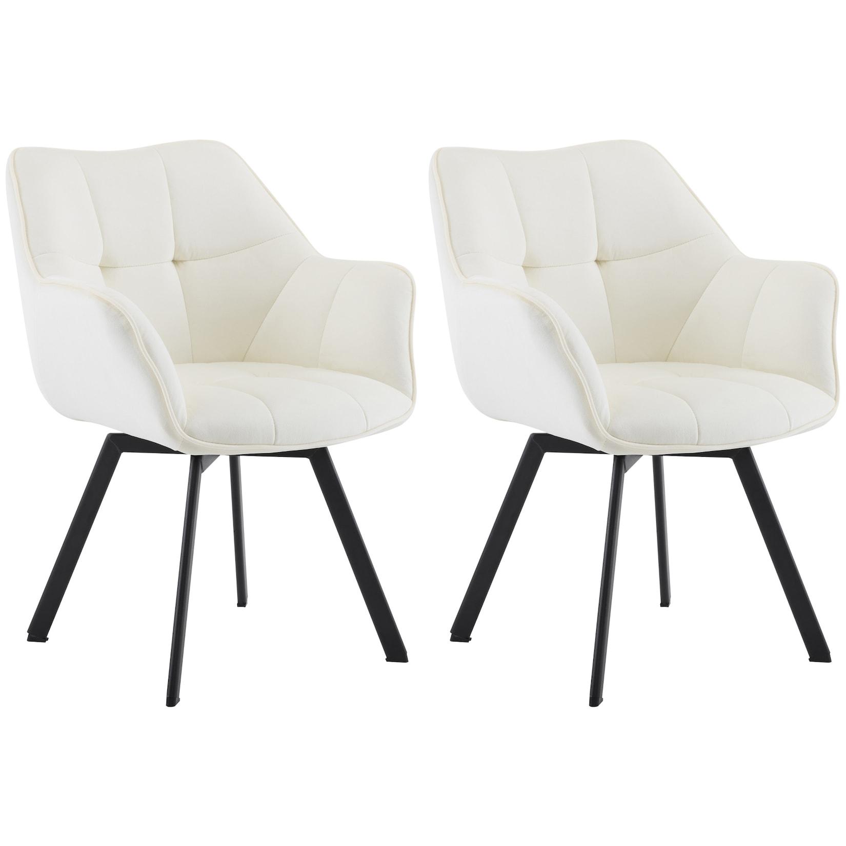 CLP 2er Set Esszimmerstuhl Jordi Samt - Farbe: creme