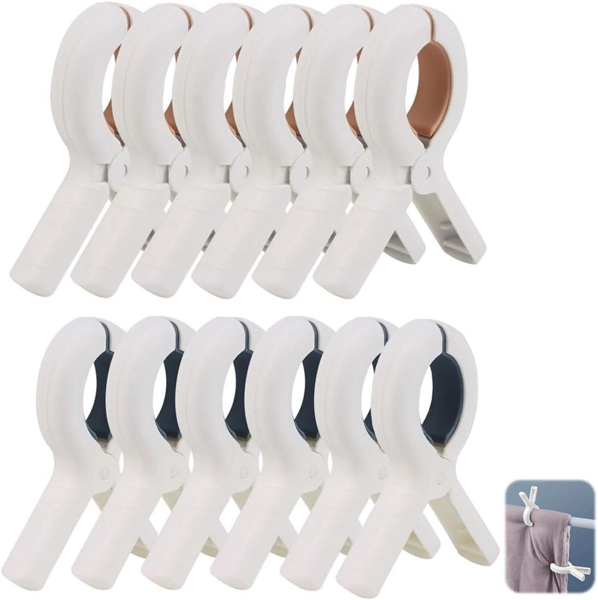 12 Stuks Handdoekklemmen voor Strandstoelen - Winddichte Anti-slip Kunststof Clips voor Strand en Zwembad
