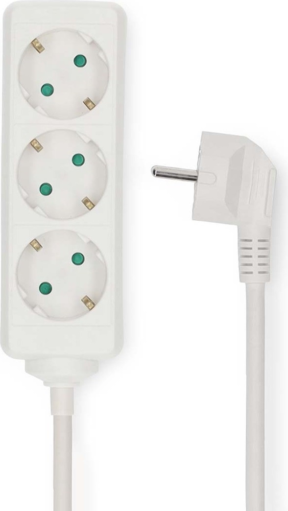 Nedis ESOC350F1WT stekkerdoos met geaarde stekker type F, 3-voudig, 5 meter, wit