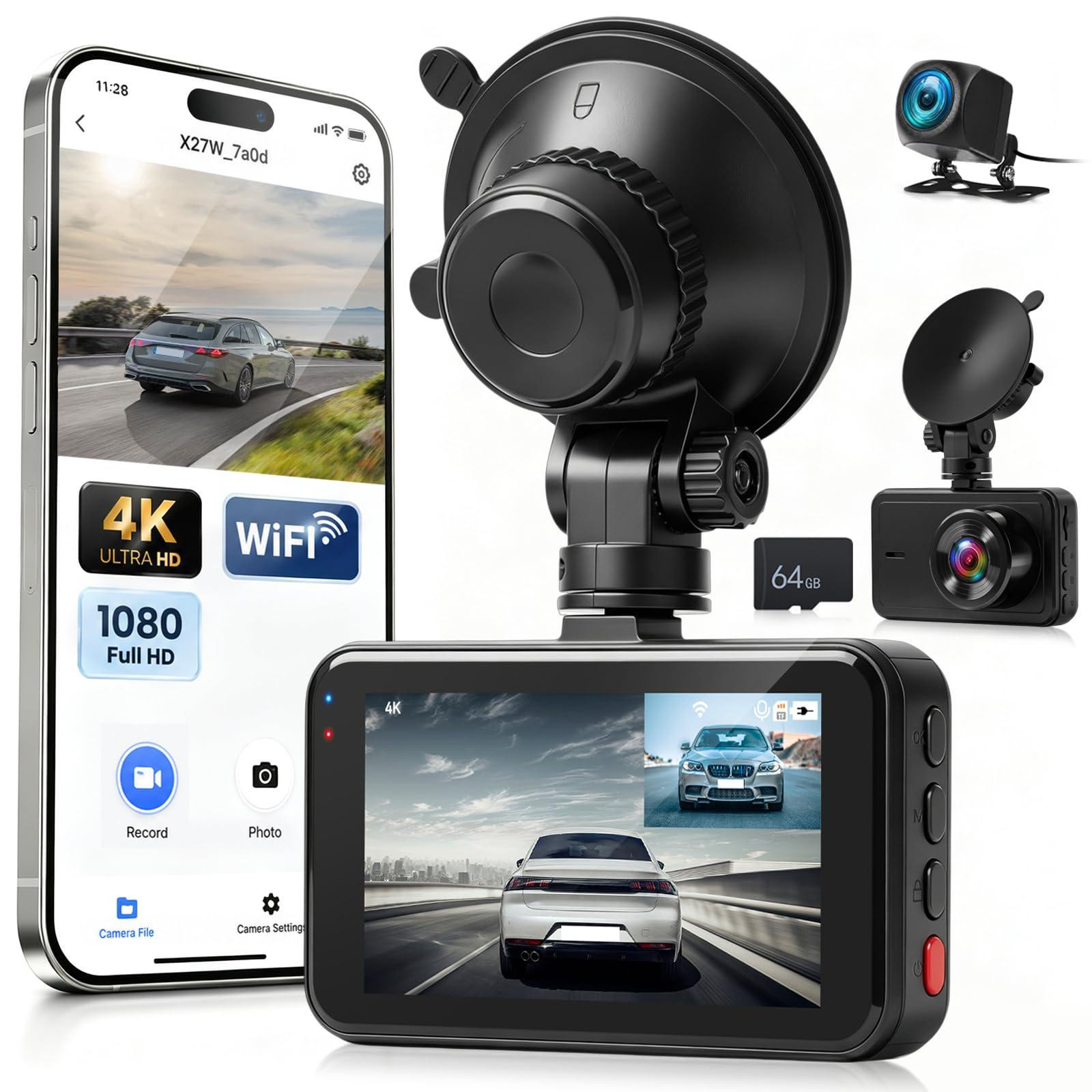 Selius 4K Dashcam met Wifi en 1080p Achteruitrijcamera
