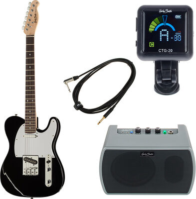 Harley Benton JAMster Guitar TE Bundle Schwarz Hochglanz
