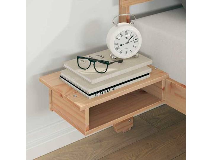 Structure de lit en pin massif - UU - 140x190 cm - Marron - Pin massif - 200x213 5x73 cm - Lit double court
