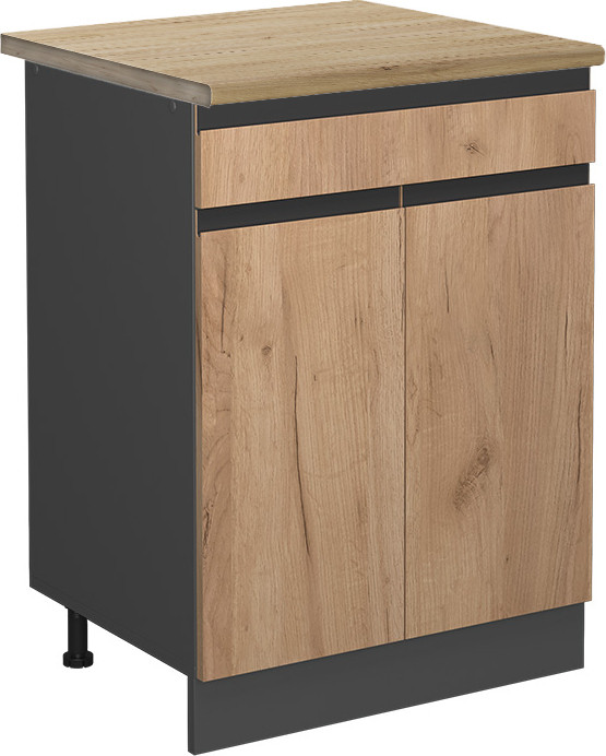 Vicco R-Line Keukenonderkast J-Shape in Eik met deuren en laden, Breedte: 60 cm