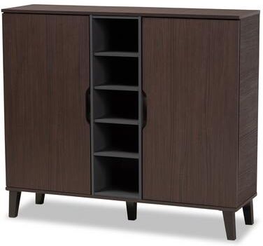 Baxton Studio Idina Mid-Century Modern Two-Tone 2-Door Shoe Cabinet
