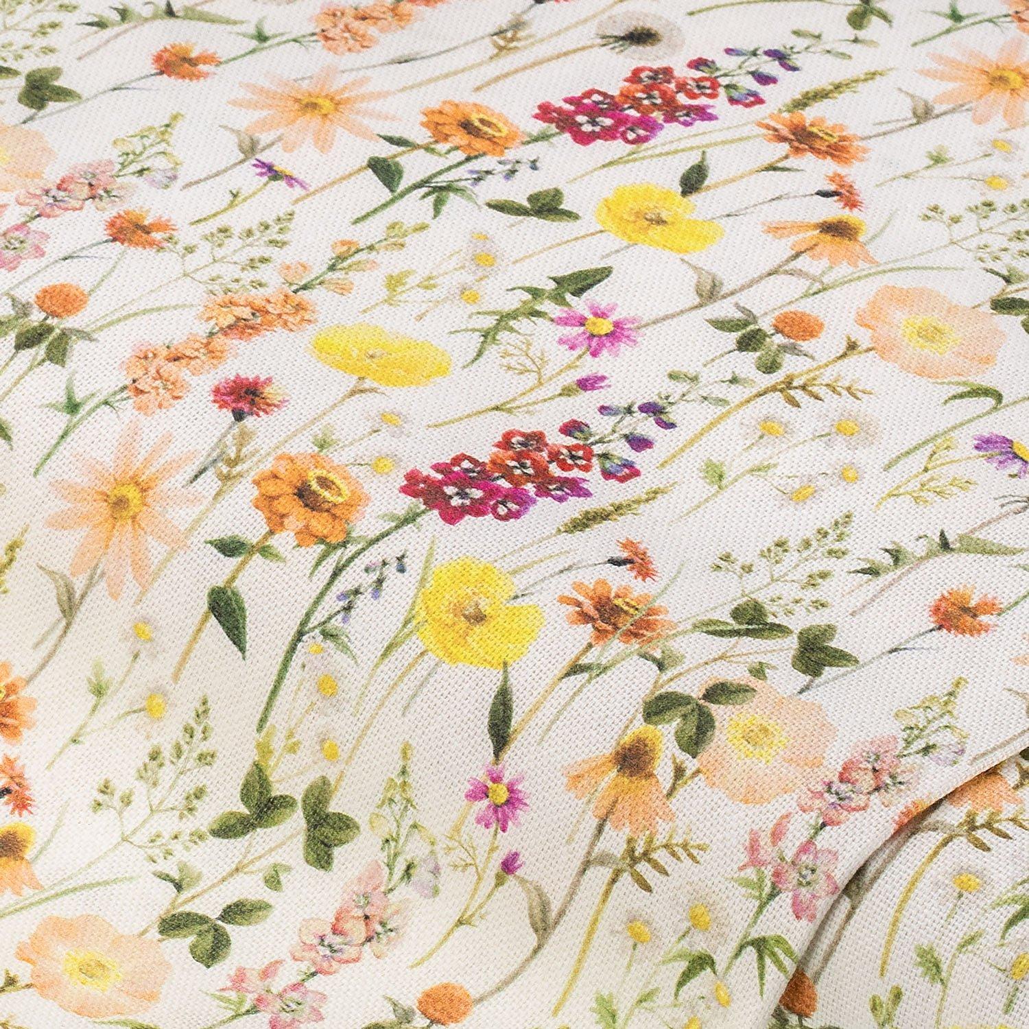 Baumwoll-Canvas "Wiesenblumen", natur-color