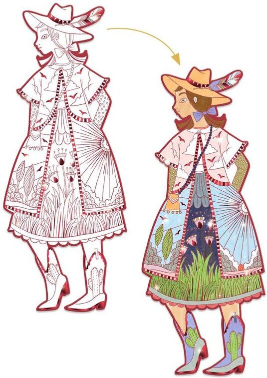 Coloriage Mode : Les Demoiselles Fiodor & ses amies - Djeco