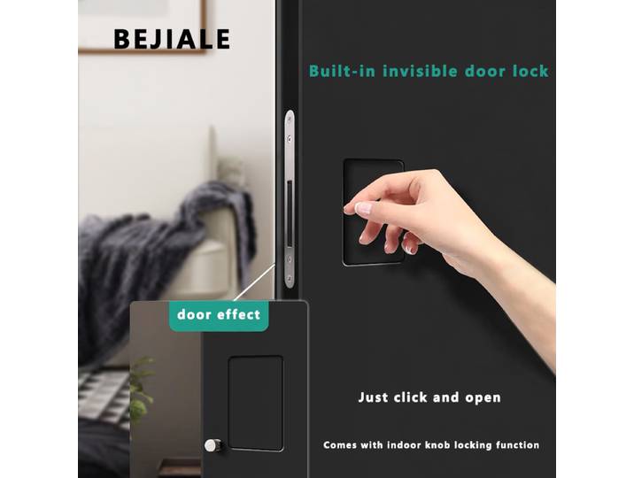 Porte en bois extérieure dissimulée, serrure de chambre invisible, serrure magnétique, serrure secrète silencieuse pour intérieur