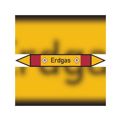 Rohrleitungskennzeichen Erdgas - 187x26 mm Folie selbstklebend