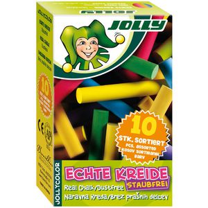 Jolly Kreide 8300-0003, 10 Stück, Tafelkreide, rund, bunt