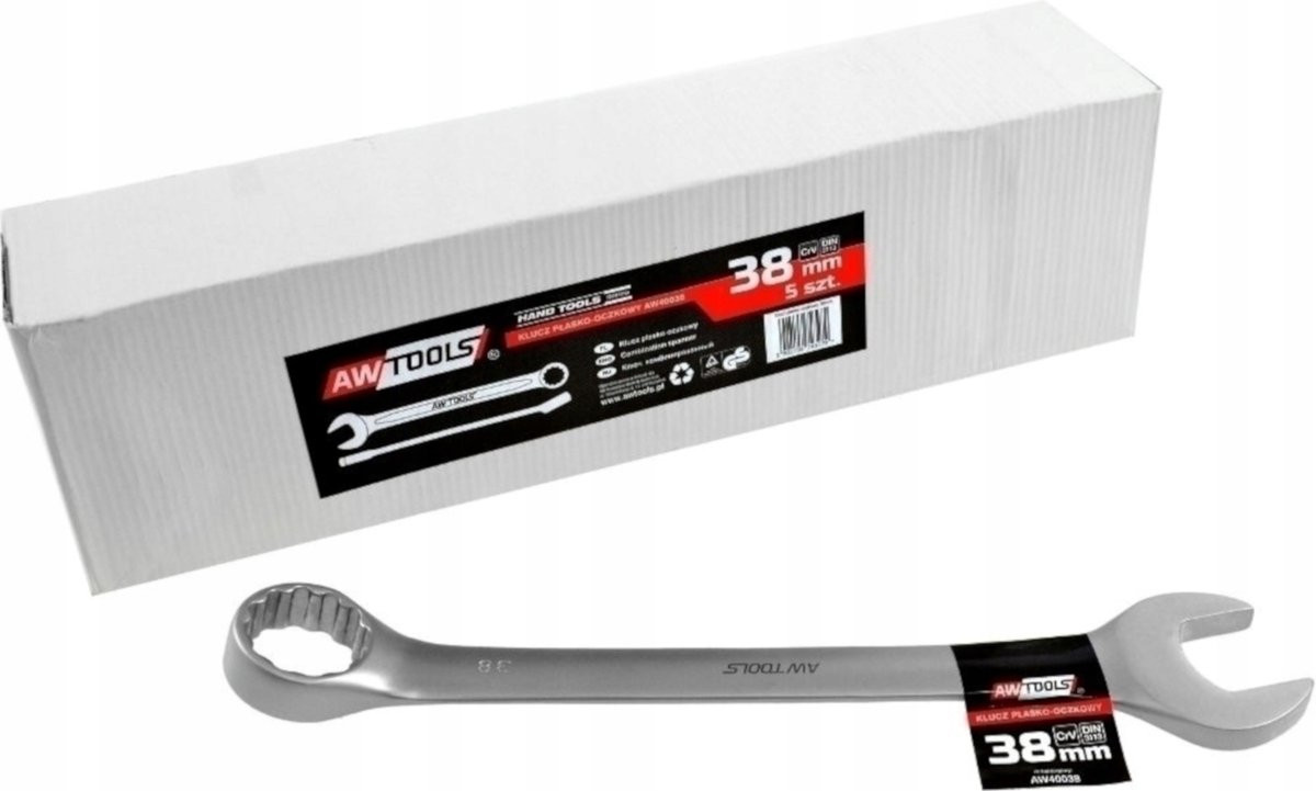 Awtools Black Line Ringsleutel 38 mm Chroom-vanadiumstaal Satijnen Afwerking