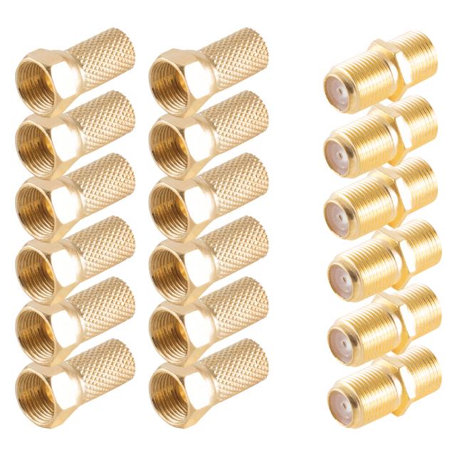 Shiverpeaks -BASIC-S--Adapter-Stecker SET, SAT-F Verbinder und F Stecker 6,7mm mit breieter Mutter, vergoldet f (Stecker und Verbinder) (BS15-300014)