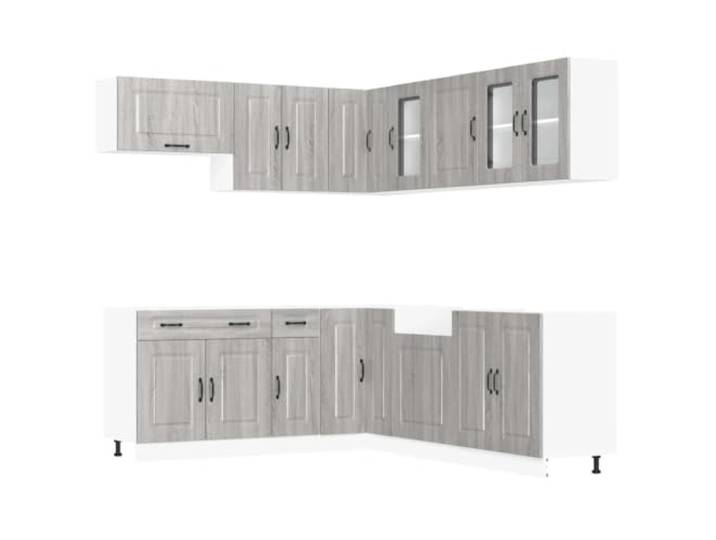 HKTMGDNG 11-tlg. Küchenzeile Küchenschrank Set Kalmar Grau Sonoma Geräumige 11-teilige Modul-Küche aus robustem Holzwerkstoff für meisterhafte Ordnung im Esszimmer und Kochbereich.
