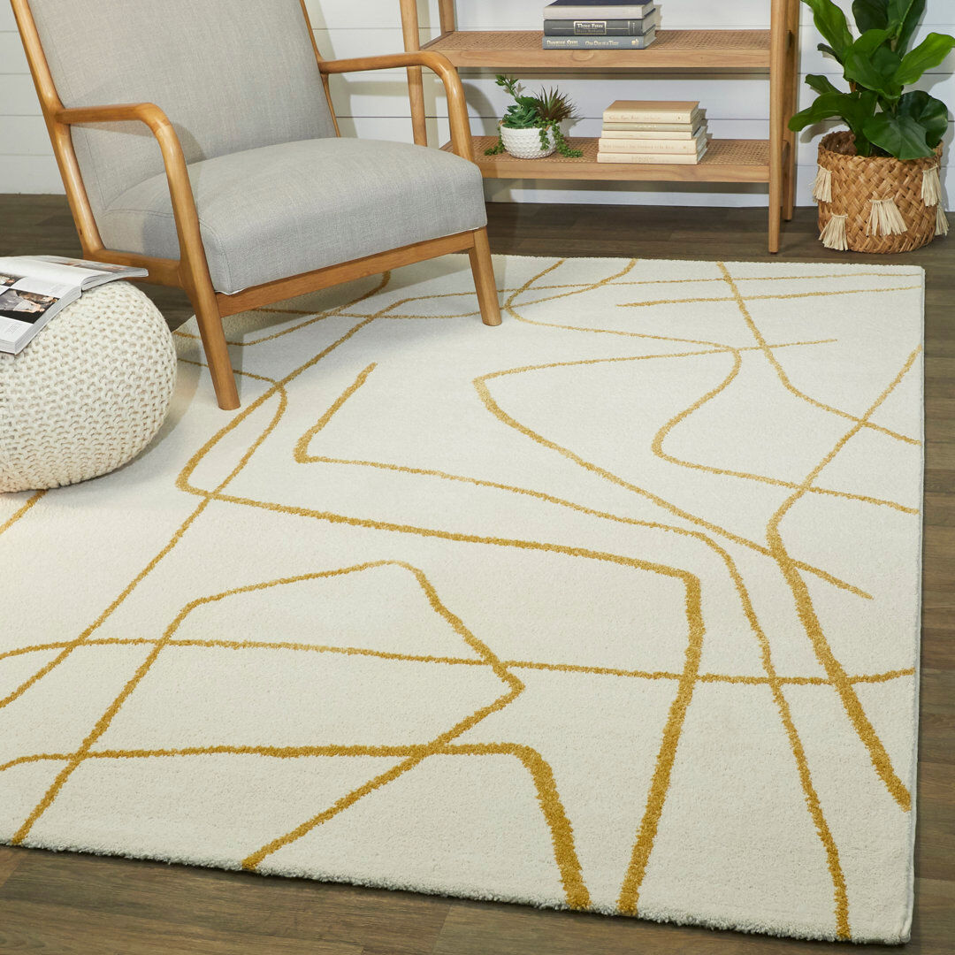 Blue Elephant Rectangle Abstract Area Rug Cream Rectangle 160 x 213 cm