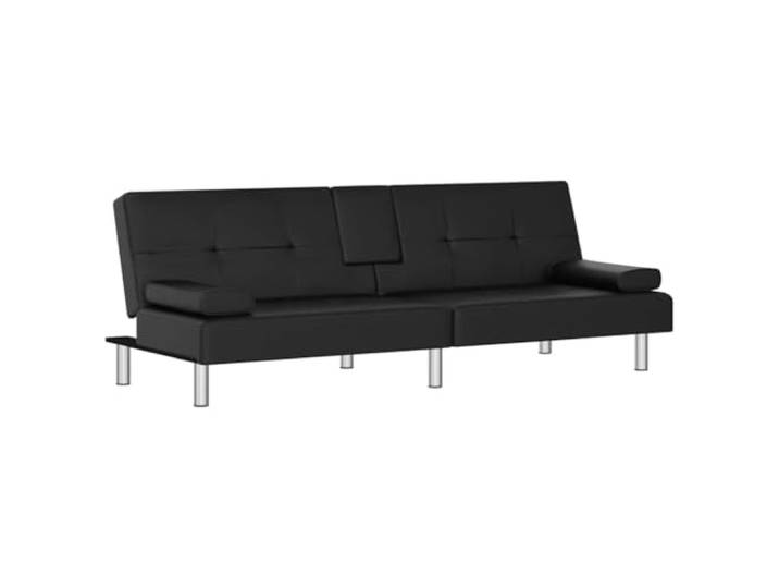 Makastle SchlafSofa Couch mit Getränkehaltern Schwarz Kunstleder